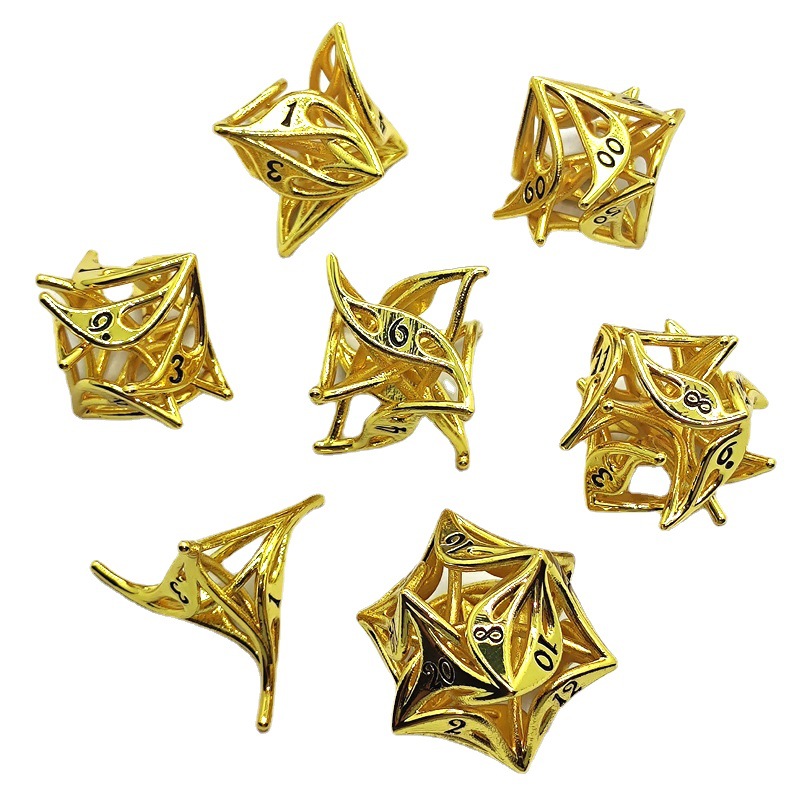 Cthulu corriendo grupo DND dragón y ciudad subterránea Número de múltiples caras Venta directa de fábrica de metal Gilly Flower dados huecos COC