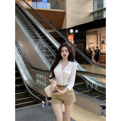 韓国系の純欲ギャルの長袖シャツは腰を収めてやせている婦人服の新型の秋の修身ファッションの洋風の上着を現します。