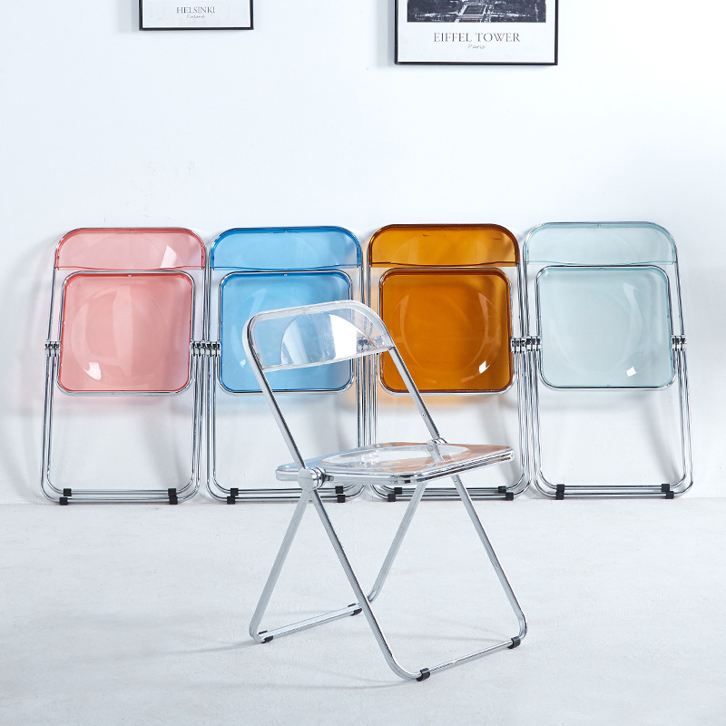 亞克力塑料摺疊椅子女生臥室網紅化妝椅ins拍照凳子現代簡約餐椅
