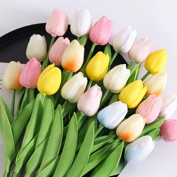Artificial Tulip Pu Mini Fake Flowers Nordic Style Wedding Home Decoration Props Artificial Flowers High-End Realistic