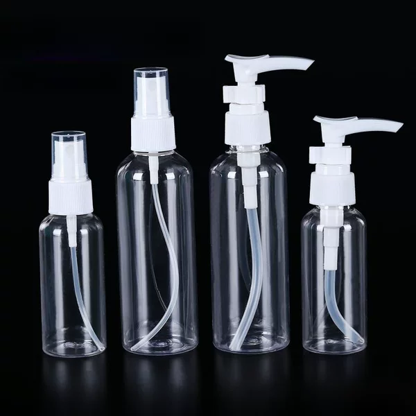 Wholesale push type lotion bottle PET transparent plastic travel portable shampoo essence liquid foundation divided into bottles