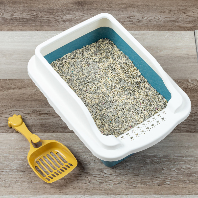 Basina de arena para gatos gran tamaño semi-cerrado inodoro para gatos anti-banda de arena especial pequeña para gatos pequeños artículos de arena para gatos