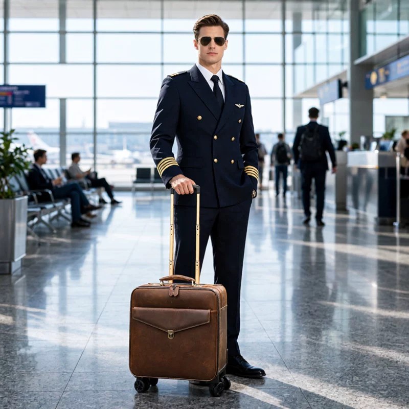 2026 New Cross-Border Retro Genuine Leather Men's Trolley Case, 18-inch High-End Business Carry-on Suitcase with Universal Wheels and Silent Travel Function