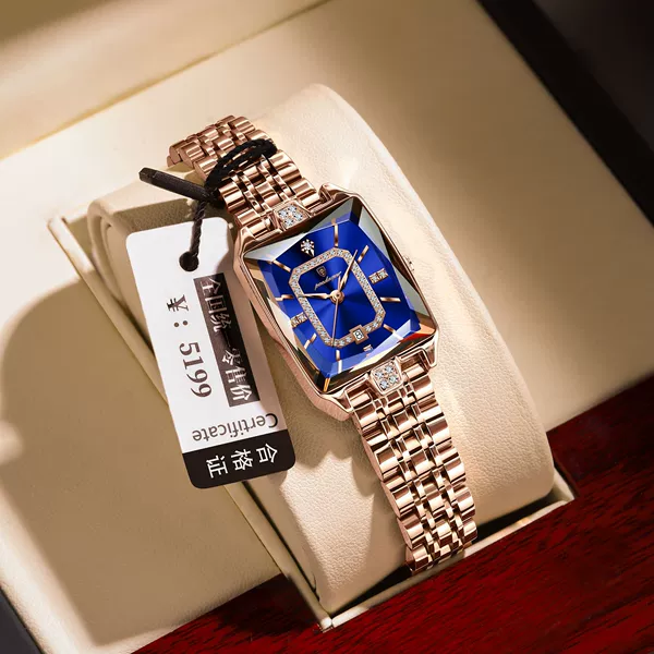 EU-785 rose gold blue-faced steel belt (EU standard)