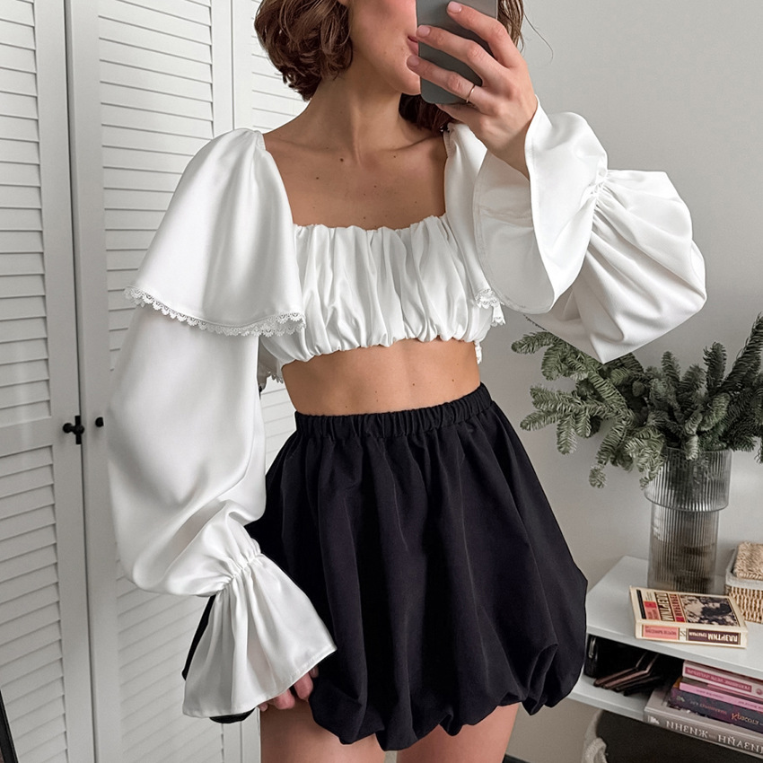 Fashionable white short summer shirt