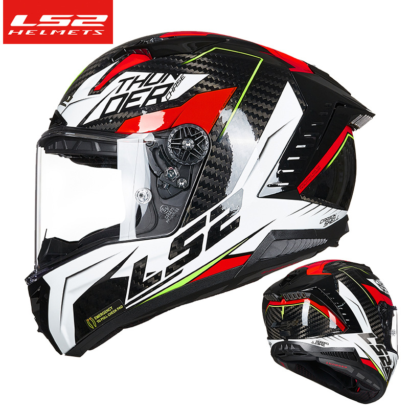 LS2 fibra de carbono casco de la motocicleta de los hombres y las mujeres de carreras de motos casco completo Four Seasons universal verano trueno Feng FF805