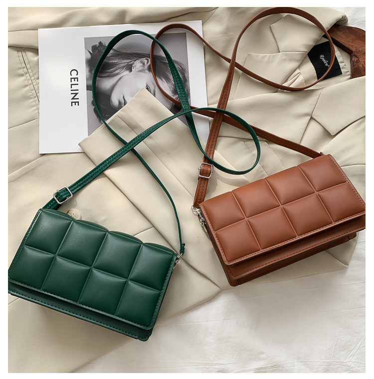 Streetwear Style Women's Medium Pu Leather Solid Color Streetwear Square Flip Cover Crossbody Bag