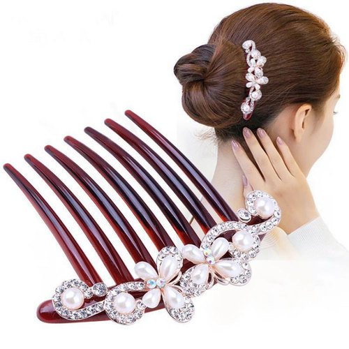 Princess hair accessories hairpin butterfly plate hairpin bridal tiara rhinestone insert comb hair comb temperament simple clip jewelry