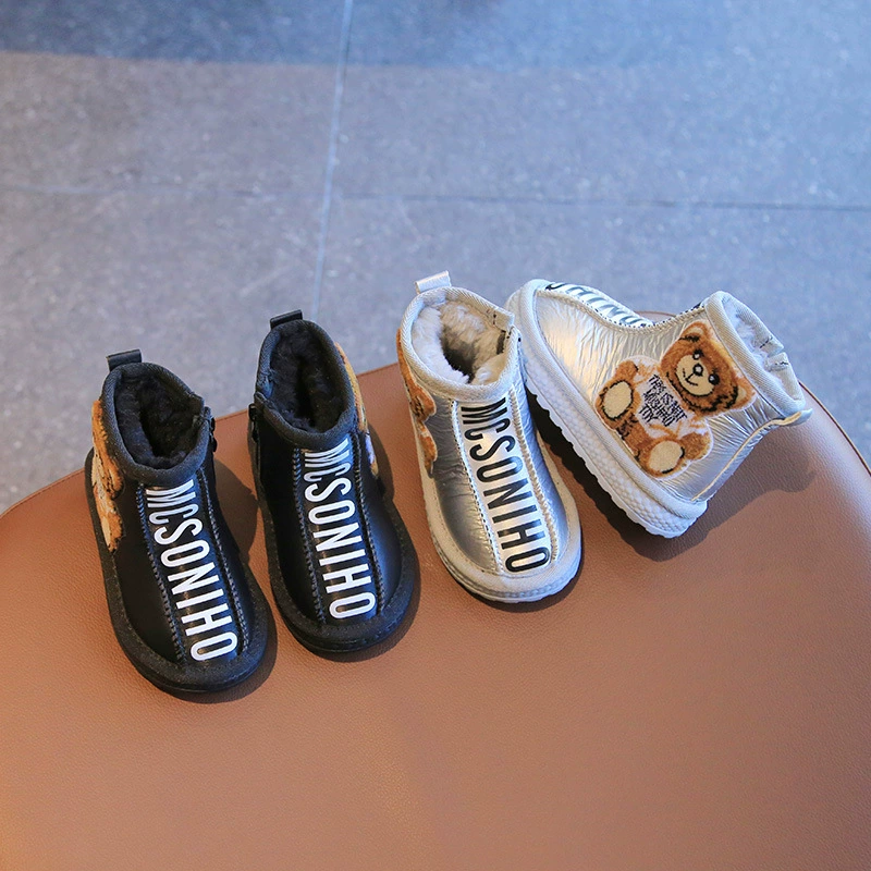 Детские снежные сапоги 2024 зимние новые бархатные утолщенные теплые женские хлопчатобумажные сапоги зимняя обувь для мальчиков хлопчатобумажные сапоги прилив