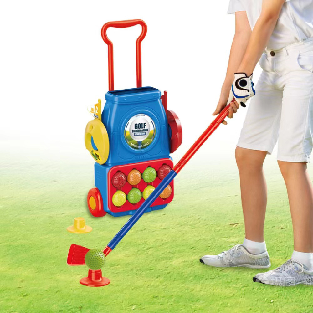 Trolley de interior y exterior para niños transfronterizos Golf juego de club de golf de simulación de juguete deportivo interactivo entre padres e hijos