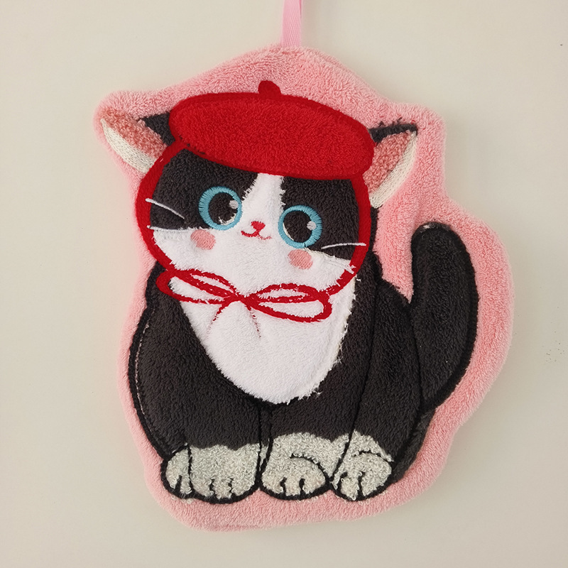 かわいい猫のタオル掛け式吸水速乾漫画サンゴのベルベットのタオルを厚くして臭くない台所のトイレの雑巾|undefined
