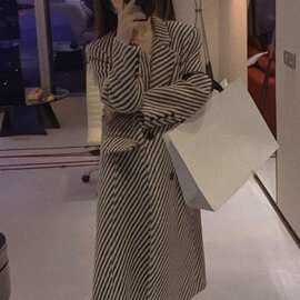 轻熟风外套感御姐时尚气质中长款格纹洋气大衣秋冬季新款有吊牌