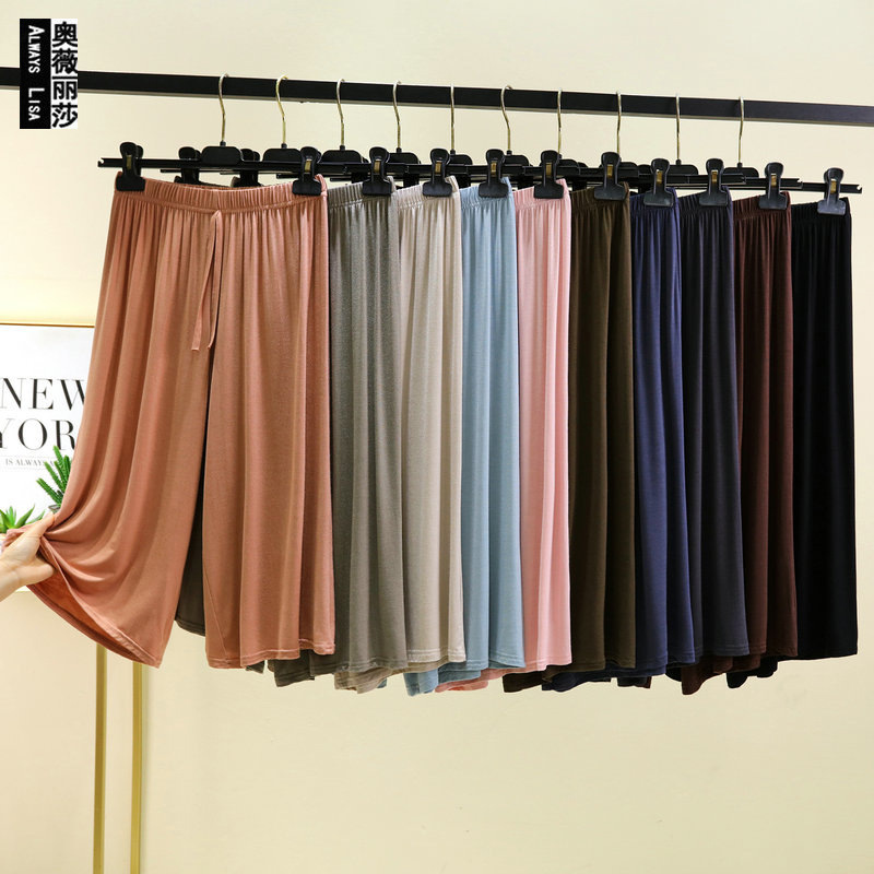 Modal Plus-sized Cropped Pants Women's Summer Loose Wide-leg Pants with Loose Waist Casual Pants Home Pants Shorts
