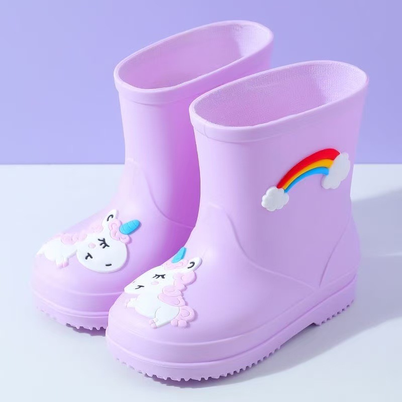 Bebés zapatos impermeables para niños, dibujos animados lindos para niños y niñas, jardín de infantes, zapatos impermeables para niños mayores, zapatos de lluvia antideslizantes y veludo