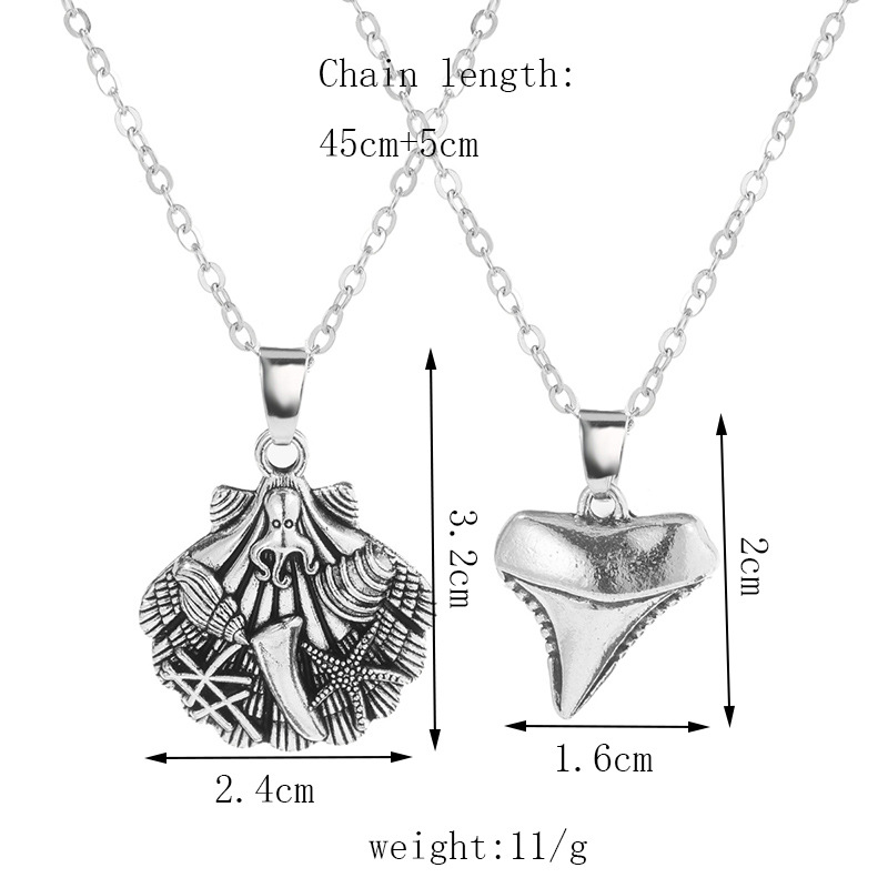 Retro-kreative Haifischzahnschale Aus Mehrschichtiger Legierungshalskette Weiblich display picture 1