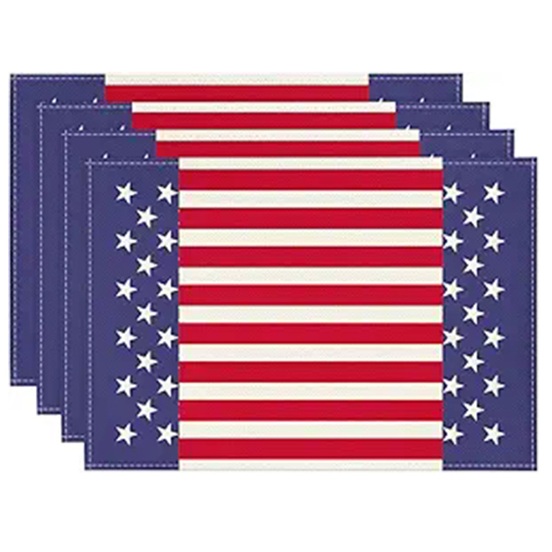 Transfronterizos lino almohadilla de mesa Aliexpress TEMU Amazon almohadilla de mesa cuadrada búfalo rojo almohadilla de Navidad Día de la Independencia