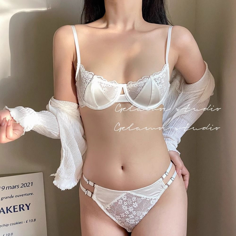 大きな胸の女性のための新しいセクシーな純粋な欲望の超薄型下着、小さな胸のサポート、たるみ防止、副乳縮小、快適なブラジャーセット|undefined