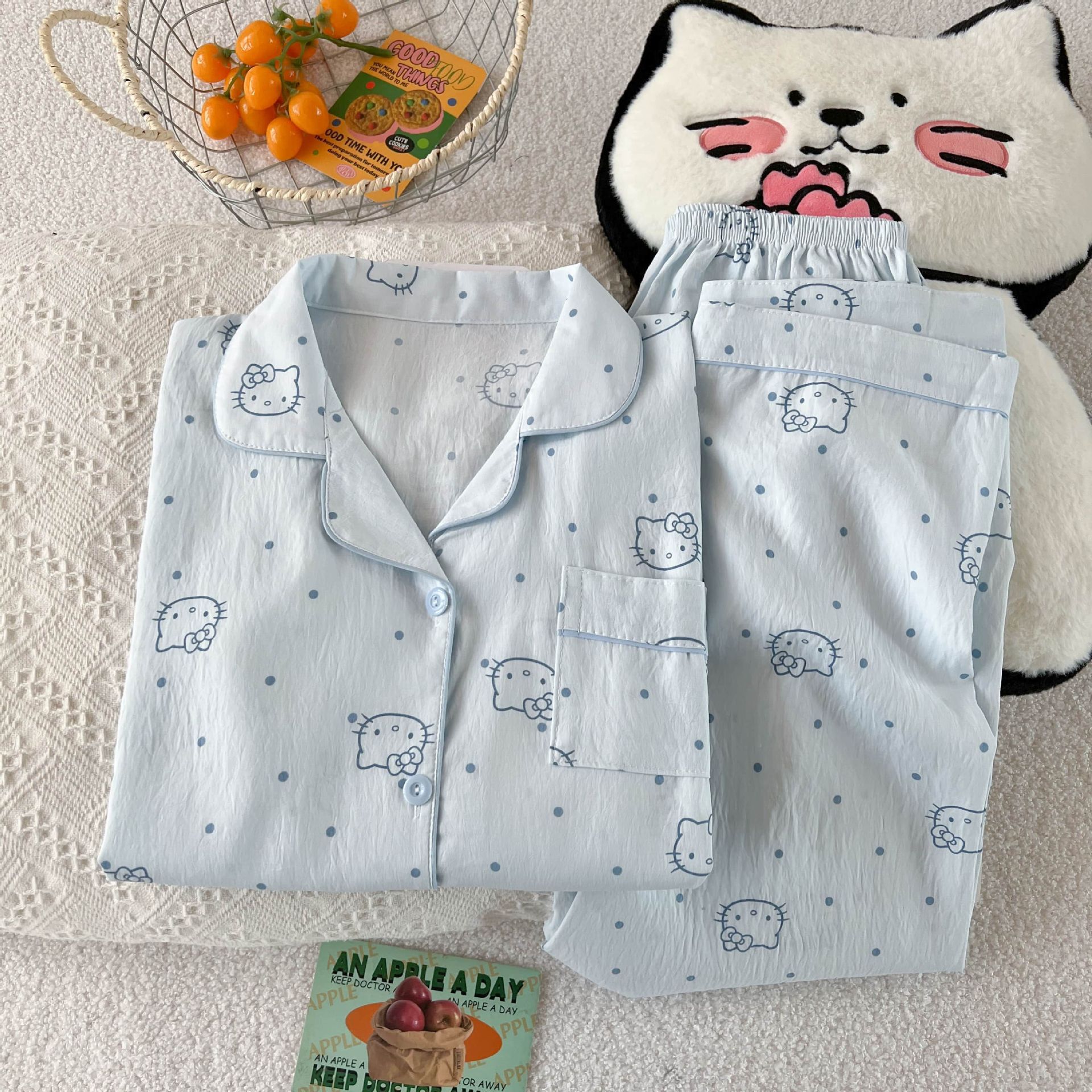 Al por mayor transfronterizo primavera y otoño 2026 nuevo pijama de mujer dibujos animados nubes dulces cardigan de algodón mangas largas pantalones largos cubierta de ropa para el hogar image 17