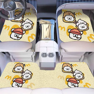 stain-resistant silk ring rear integrated | Avtomobil döşəmə paspasları - cartoon-style-3-a-pair-of-front-rows-5065