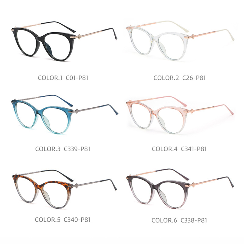 El comercio exterior transfronterizo ojo de gato gafas lisas gafas de luz anti-azul de las mujeres TR2335 ultra ligero gafas de moda marco puede ser equipado con miopía