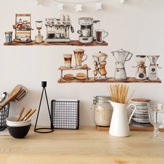 外貿咖啡機麵包架子廚房餐廳家居裝飾牆貼貼紙自粘批發跨境