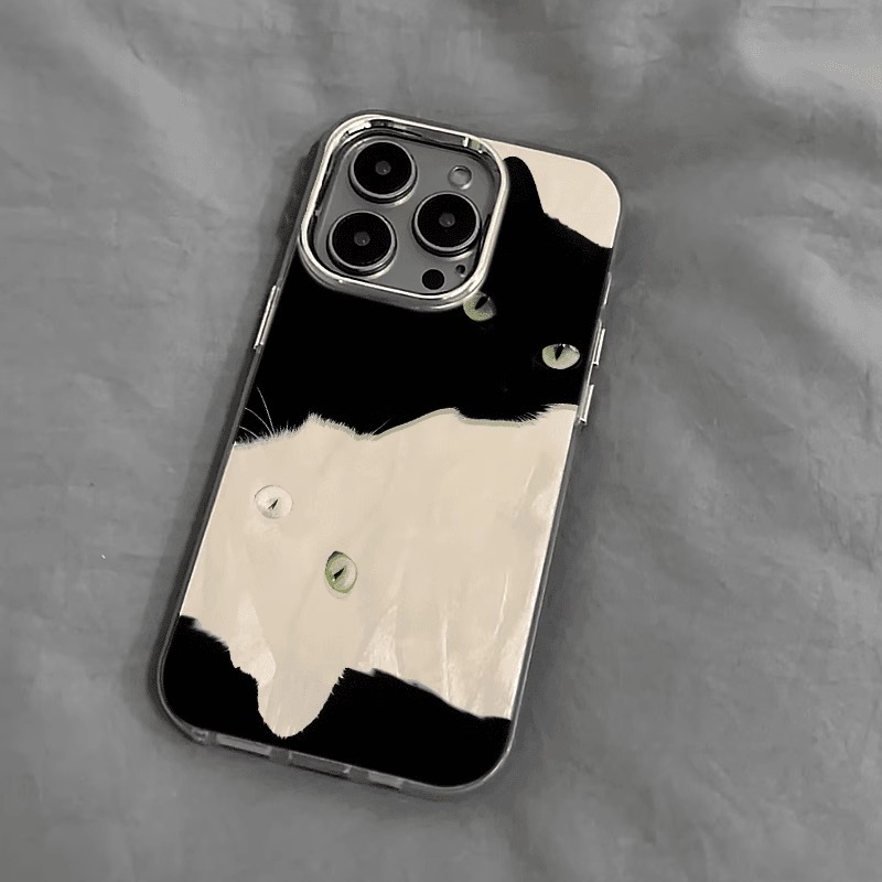 Apple 16 黒と白の猫の携帯電話ケース 14 フェザーガーゼ 15 個性 13 ニッチ 12 新しいスタイル 11 シンプルで高度な|undefined