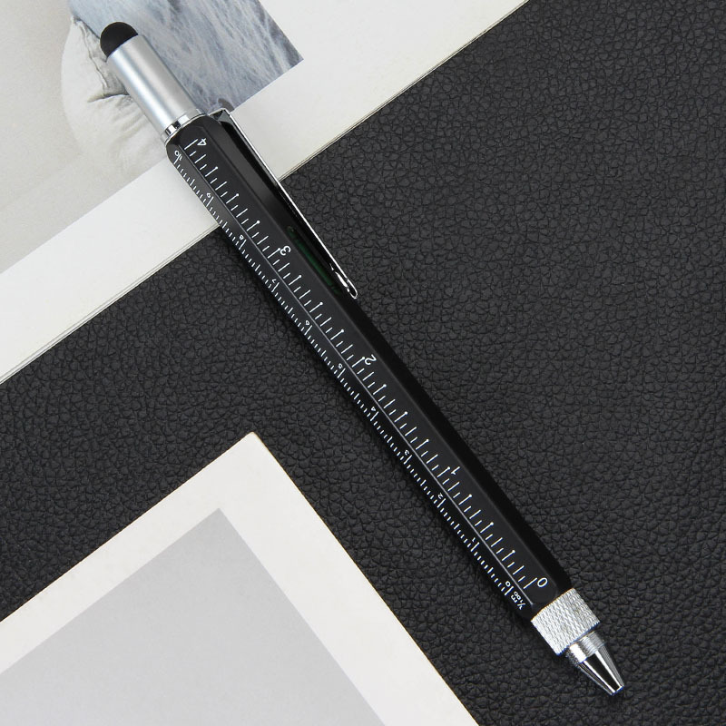 Regla de Metal Multifuncional 6 en 1 con Pantalla Táctil, Nivel, Destornillador Hexagonal y Bolígrafo