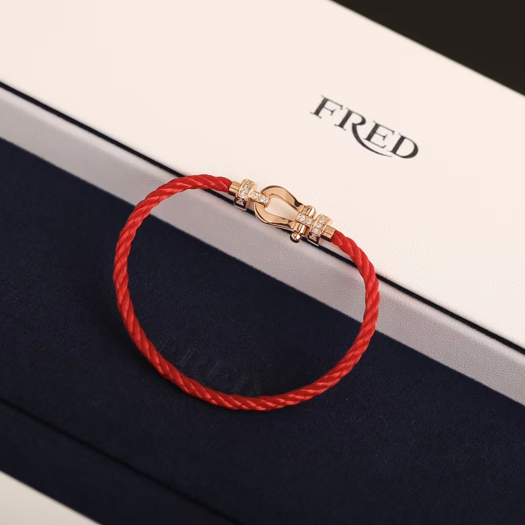 High Version Fred Horseshoe Buckle Cnc Diamond Bracelet V Gold Plated Mic Gold Color-Preserving Bracelet for Men and Women Couples