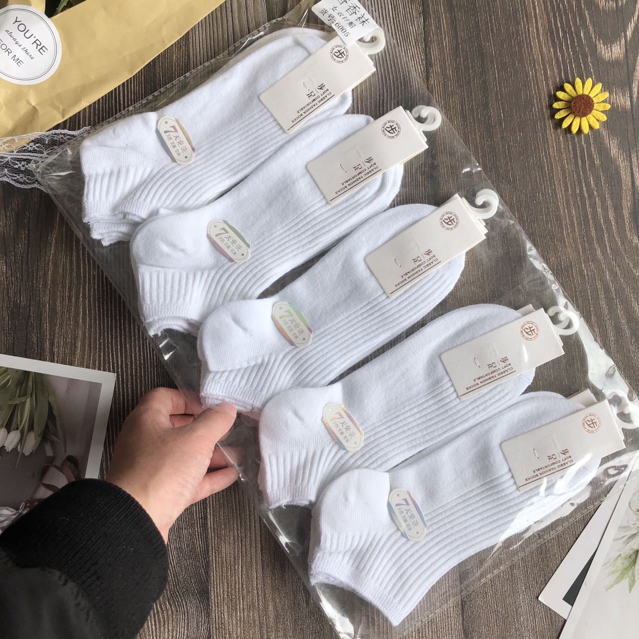 Para shangchao 10 pares, cada par tiene una etiqueta, calcetines de doble aguja para hombres y mujeres, calcetines bajos de algodón peinado de estilo japonés