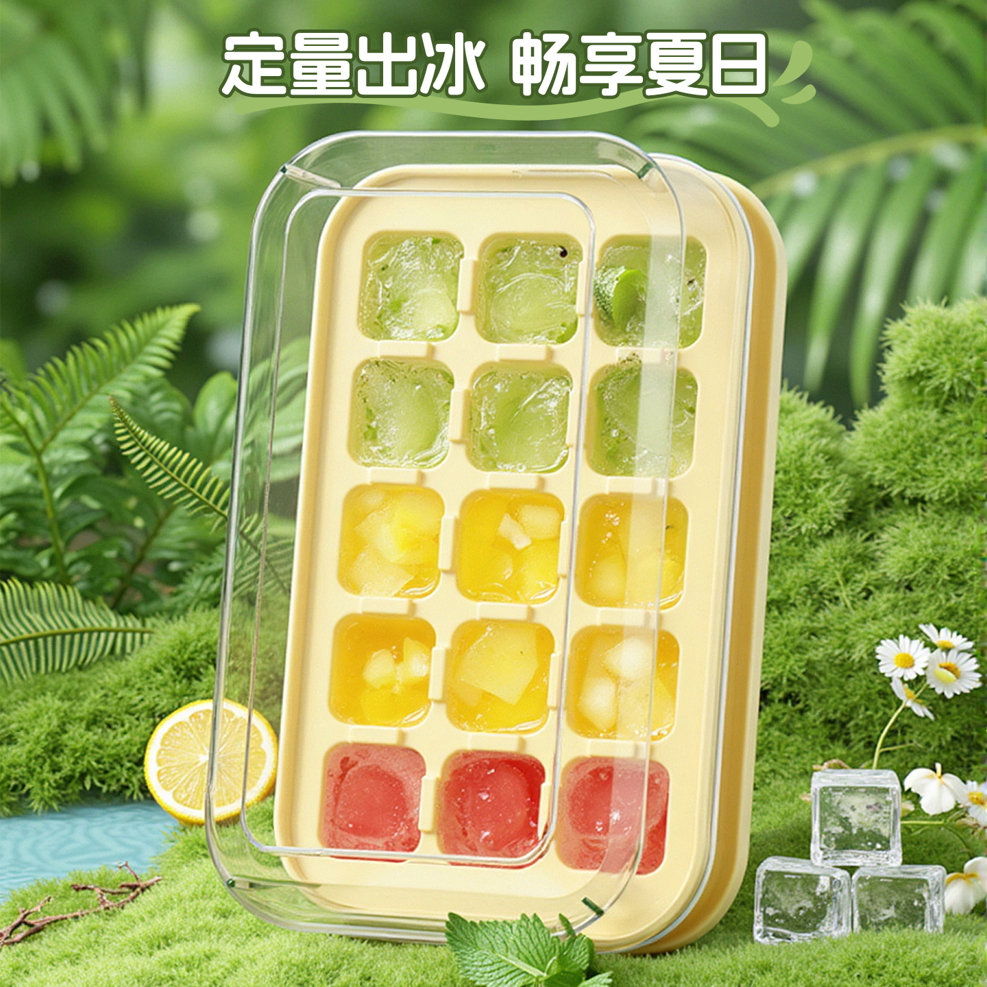 Presión de doble capa de silicona de hielo cuadrícula de hielo película de hielo congelado de grado de alimentos doméstico fácil de desmoldear caja de almacenamiento de hielo