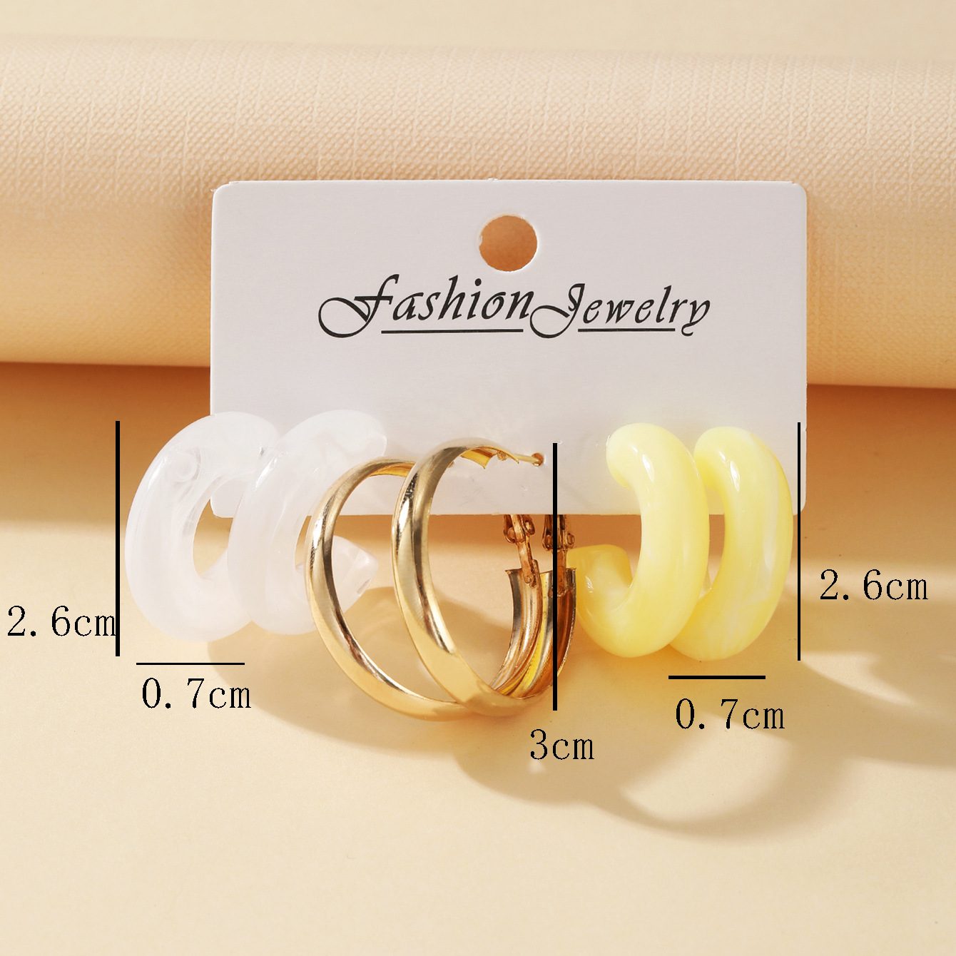 Pendientes De Acetato Amarillo Crema Blanco Set 3 Pares Al Por Mayor Nihaojewelry display picture 1