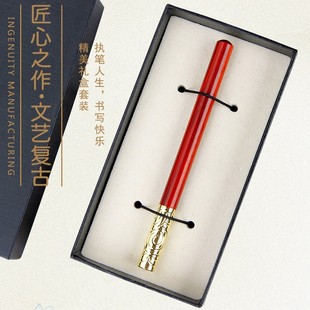 Heavy feel advertising gift pen brass ball pen printing logo retro wooden pen sandalwood brass signature pen