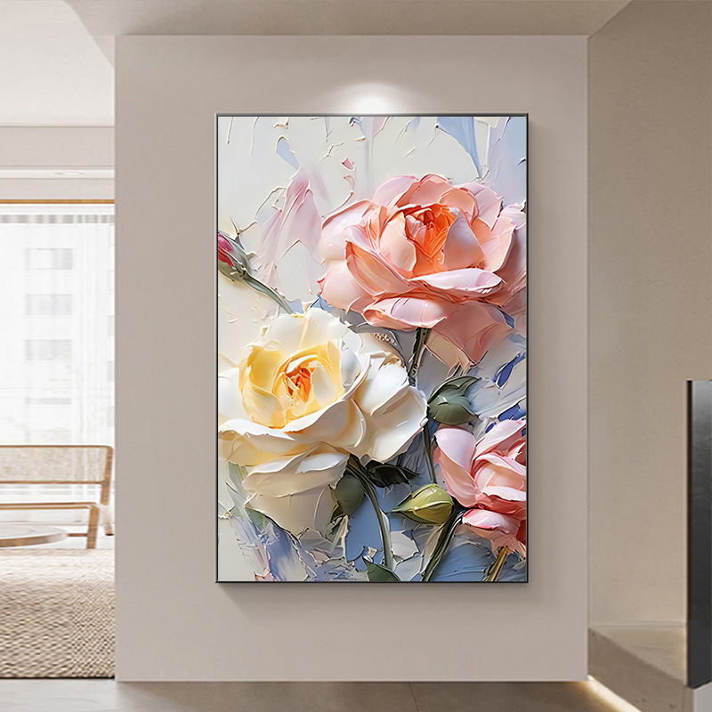 Girasoles de viento crema sala de estar pintura decorativa floral textura sofá fondo pared pintura de piso puerta de entrada mural