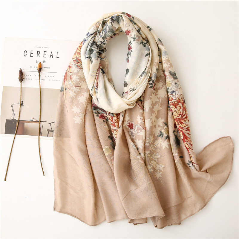200g Weight Indoor Occasion Stripe Pattern Women'S Gender Elegant Style Retro Korean Style Fashion Printing Scarf 2