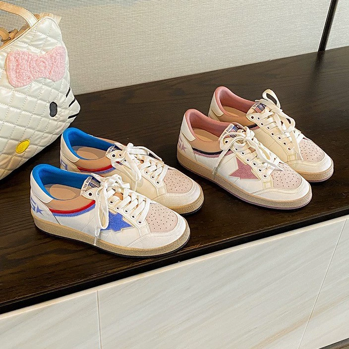 2025 новый стиль звезды обувь женская обувь ретро натуральная кожа дикая повседневная обувь кроссовки шнуровка