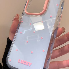 Apple 16pm 保護ケース かわいい水玉模様 16promax ゼリーカラーボーダー Apple 携帯電話保護ケース パターン
