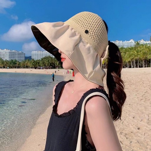 Women's Fashion Summer Bucket Hat with Sun Protection, Korean Style with Bow, Fisherman Hat for Outdoor Sun Hat, Black Rubber Sunshade Hat