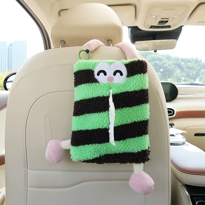 Car Tissue Box, Internet-famous Cartoon – Car tissue box/set - lambswool-chunky-stripe-tissue-box-green-black