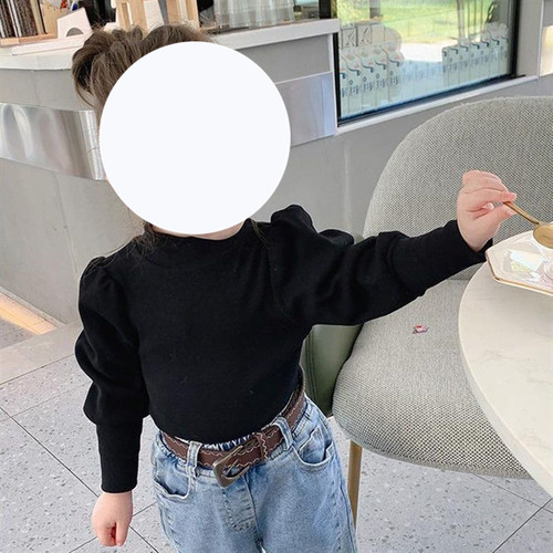 Spring and Autumn Style Girls' Stylish Base Shirt Autumn Children's Apparel Long-Sleeve T-Shirt Fall Children's Bubble Sleeve Top t0128