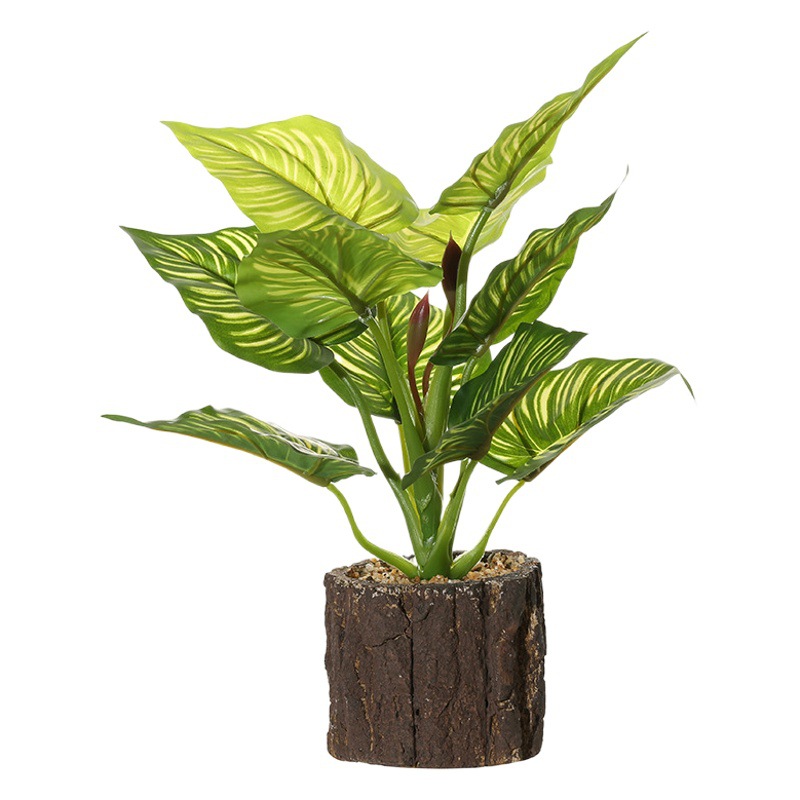 Bonsái de Planta Verde Artificial de Tela para Decoración de Interiores