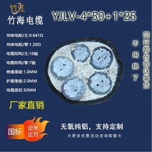 【竹海】电力电缆YJLV22-4*50+1*25四相五线无氧铝铠装电力铺设