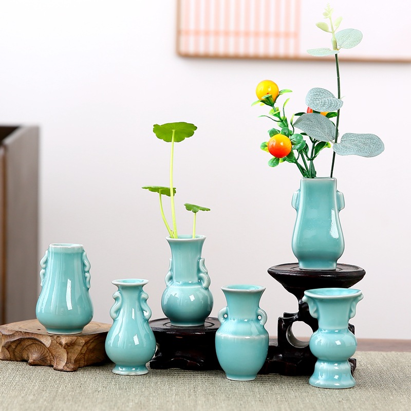 陶瓷小花瓶清新迷你插花器水培仿真干花香薰客厅简约装饰创意摆件