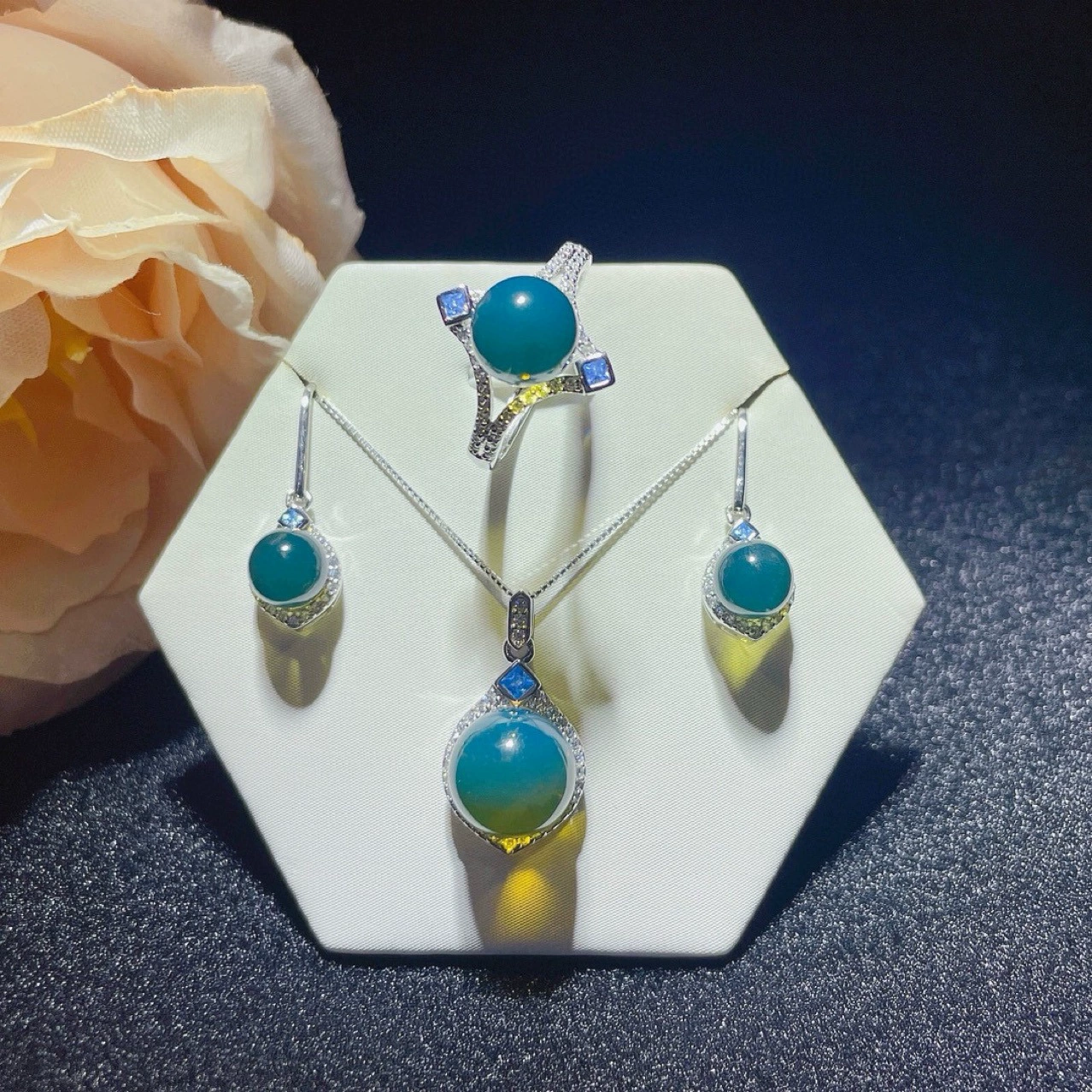 7-9-11mm Мексика Lanper Seiko инкрустация S925 серебряный набор ювелирных изделий янтарь источник заводская цепочка поставок