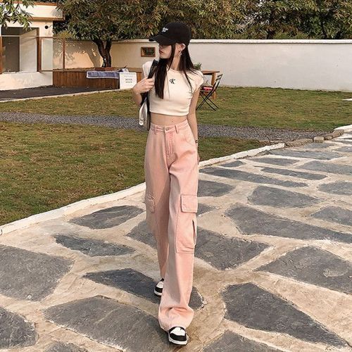 2025 High-Quality Workwear Denim Jeans in White—Versatile Design, High-Waisted, Perfect for Pear-Shaped Figures, Casual Wide-Leg Pants