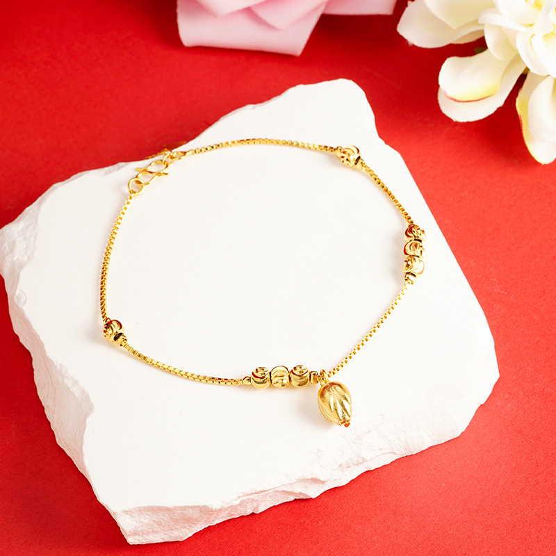 Antiguo bolso de loto tobillera luz femenina lujo nicho diseño Vietnam arena oro para novia durante mucho tiempo no se desvanece nuevo suministro al por mayor