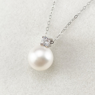 S925 Sterling Silver Princess Pearl Pendant suit Diamond Synthetic Pearl Necklace New Korean Style Elegant All-match Lock