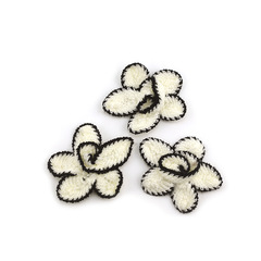 7cm毛線黑白手搖立體花布貼秋冬服裝包包輔料批發