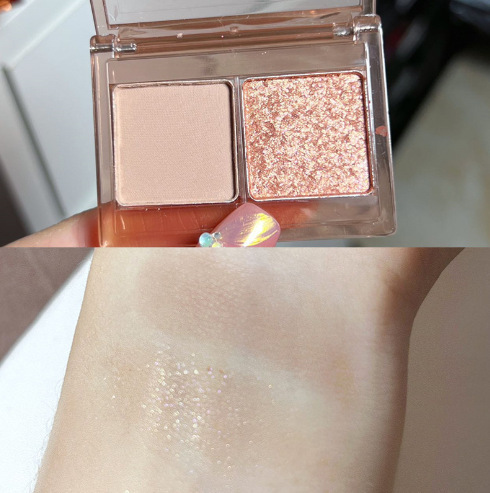 Pinkyfocus Vitality Girl Sombra de ojos de color bicolor nacarado gris mate rosa sosteniendo maquillaje para colorear paleta de sombras de ojos para mujer