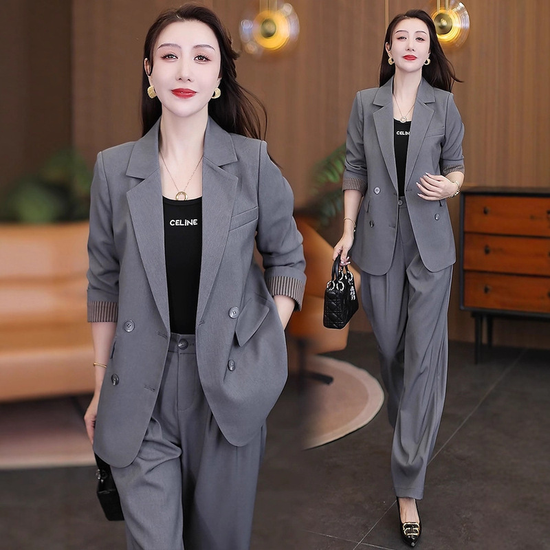 时尚西装套装女2025秋季新款洋气显瘦西服外套阔腿裤职业两件套潮|undefined