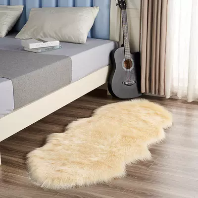 Car Carpet: Bedroom Bedside Wool Long - beige-18060cm-round-at-both-ends